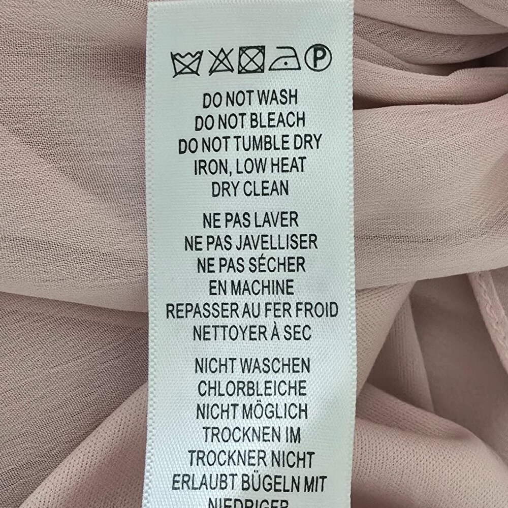 Adrianna Papell Chiffon One-Shoulder Gown Asymmetrical Dress Blush Pink Size 14 - Picture 16 of 16